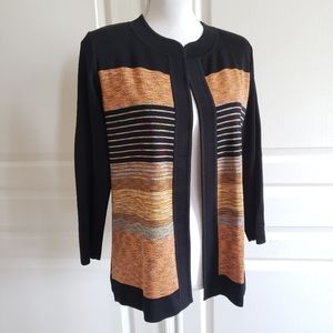 Misook Striped Cardigan Warm Tones Medium Petite